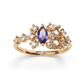 Tanzanite and Diamond Ring. 18k gold and 12 gems - Wedding Rings