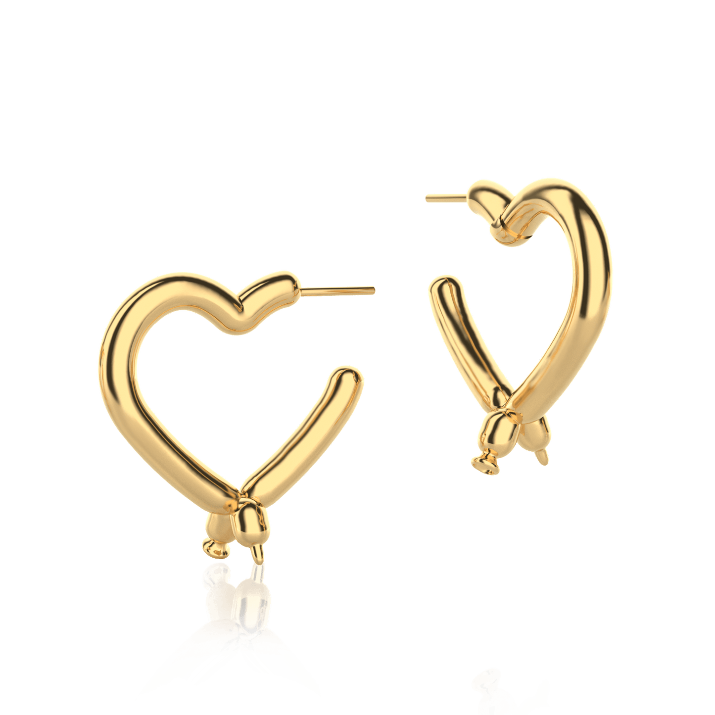 Aretes Latex balloon corazón globo earring dorados