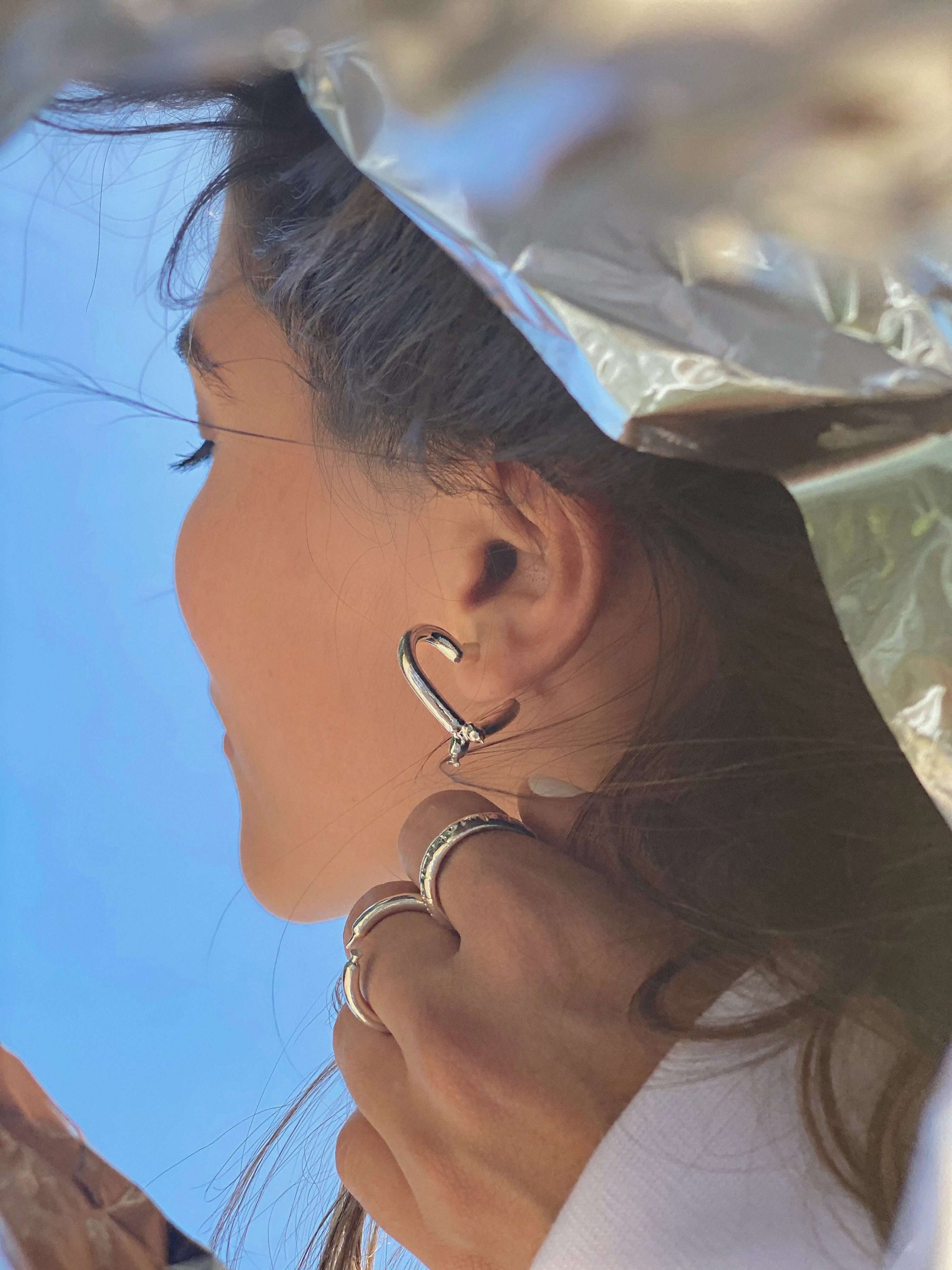 Latex balloon heart earrings Silver 925