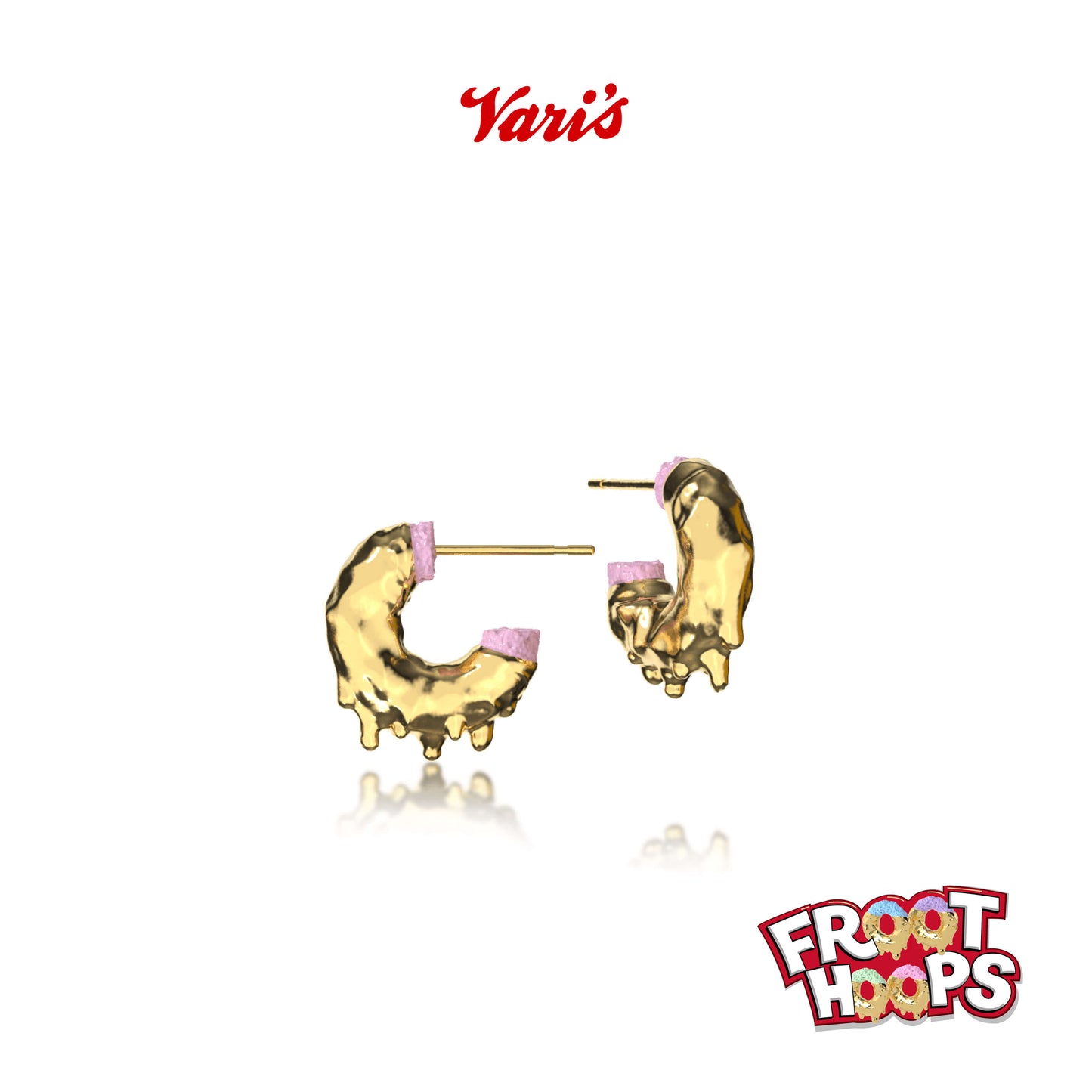 Aretes Froot Hoops rosados - Golden Treats